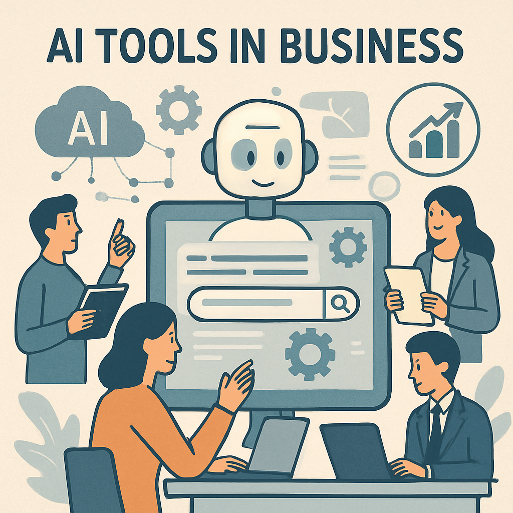 Illustration of AI tools in use by businesses
