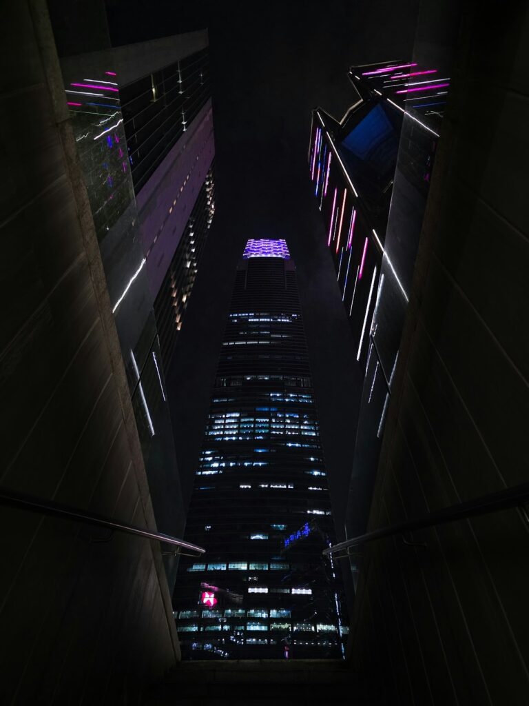 Futuristic cityscape with AI elements