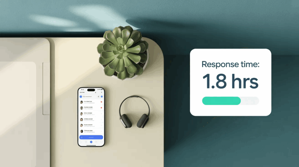 AI tools helping a Singapore hospitality team reduce guest response time — chat interface on front desk
