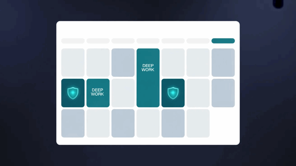 7 Ways to Use AI for Email and Calendar Management (That Actually Save Time) 3 AI calendar tool blocking protected deep work time slots in a weekly schedule