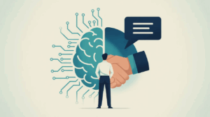 Professional standing between AI skills and soft skills icons — QD Academy Singapore 2026