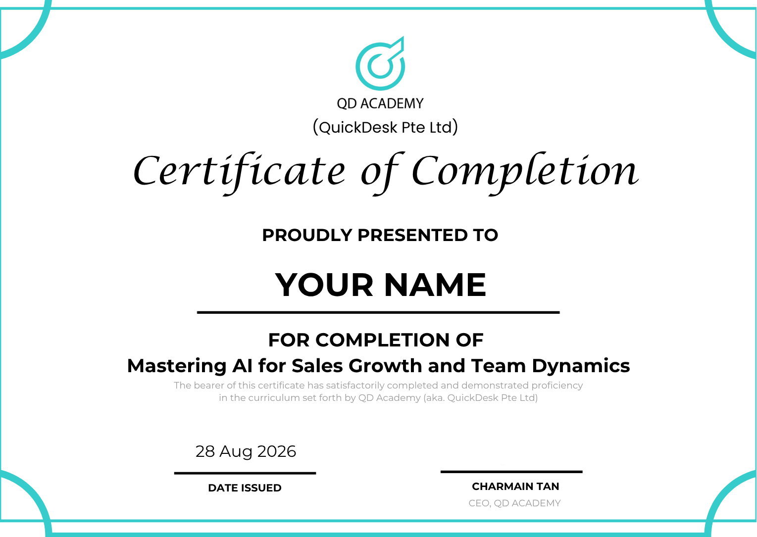 Mastering AI for Sales Growth and Team Dynamics - 18 Sept 26 - Claude - Published on 28 Sept 26 9 QD-Academy-Completion-Certificate